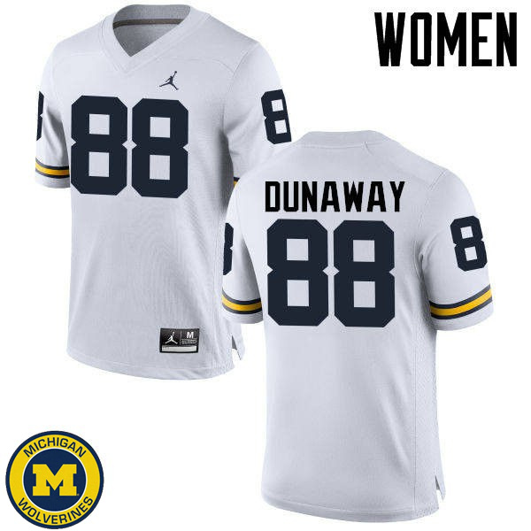 Womens Michigan Wolverines #88 Jack Dunaway White High School Jersey